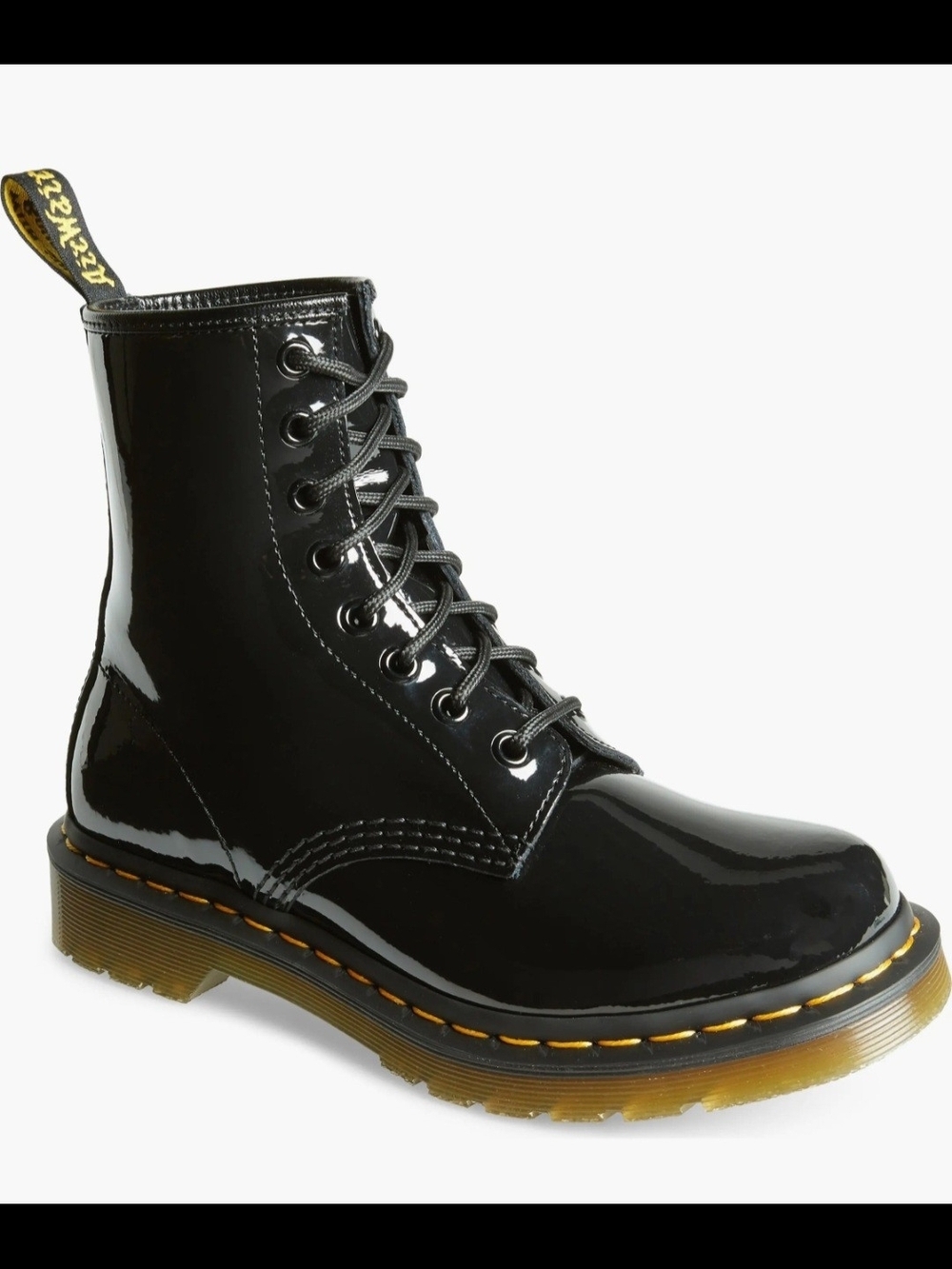 Dr. Martens Women's Black Patent Lace-Up Combat Boot Size 9 (EU 41)